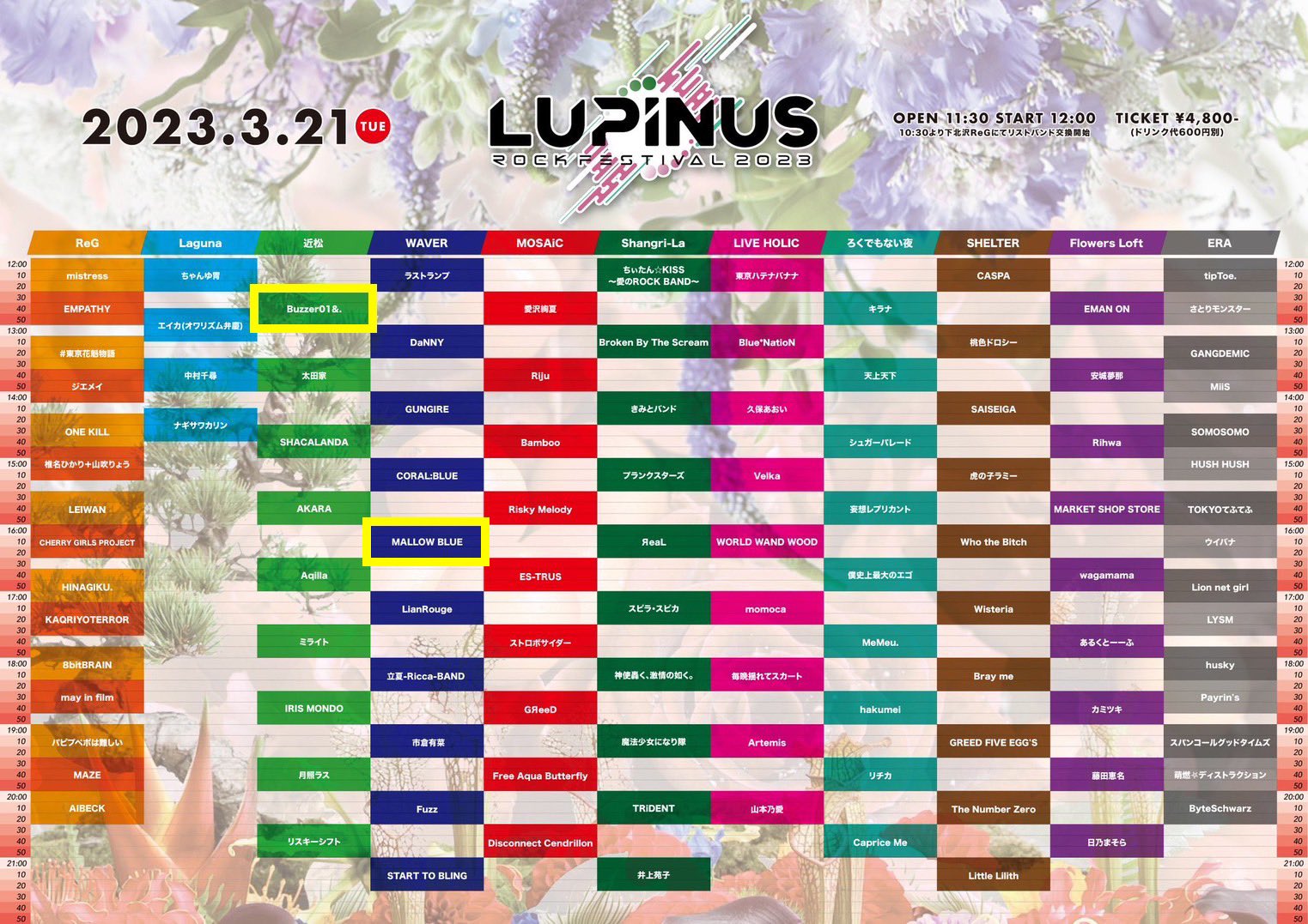 星井あおサポート出演公演(Buzzer01&. ＆ MALLOW BLUE)『Girl’s UP!!!&ファミメ!presents “LUPINUS ROCK FESTIVAL 2023“』